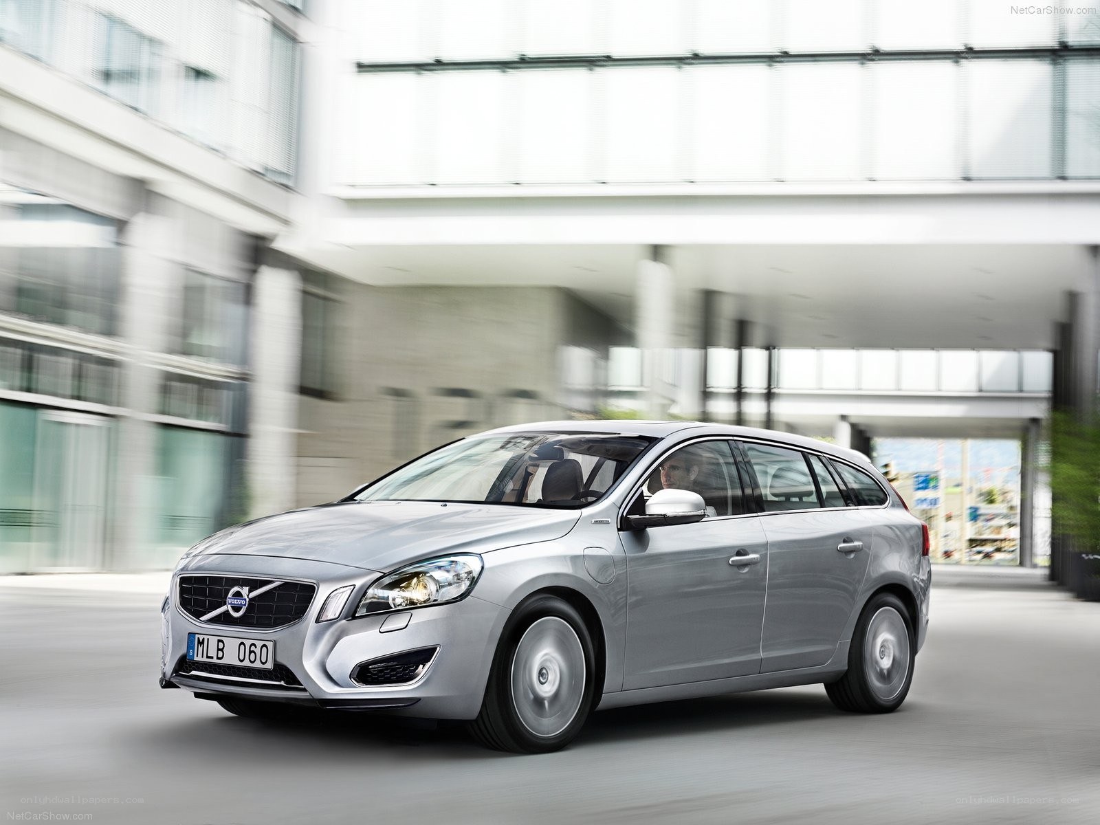 Silver Volvo V60 in motion