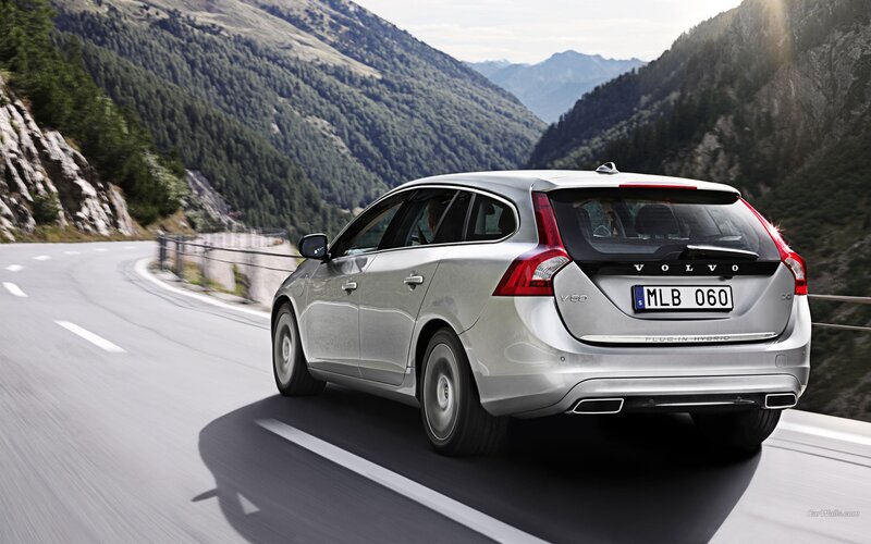 Silver Volvo V60 — Serene, Afternoon, Photograph, Car, Mountain Road