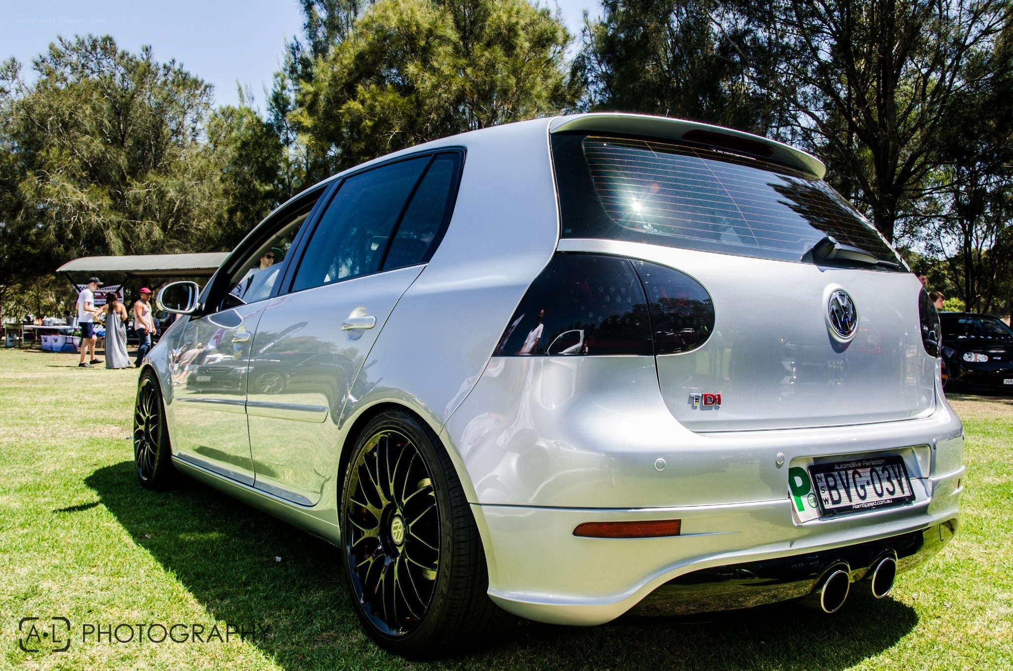 Silver VW Golf at car show