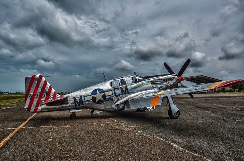 Silver Warplane on Tarmac — Gray, Dramatic, Photograph