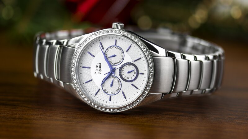 Silver Watch with Crystals