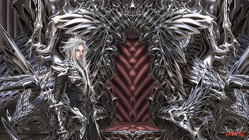 silver-winged warrior on throne
