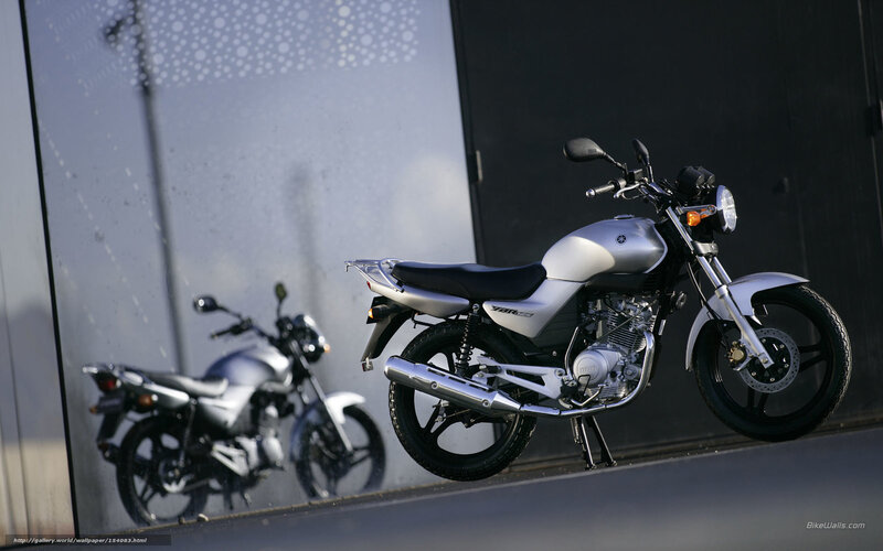 Silver Yamaha motorcycle on display