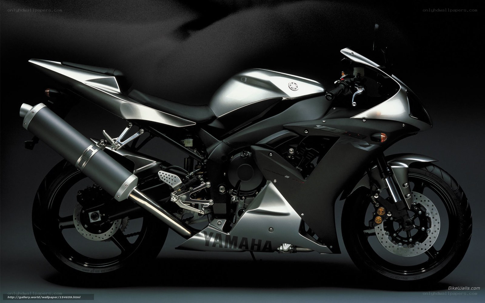 Silver Yamaha sport motorcycle