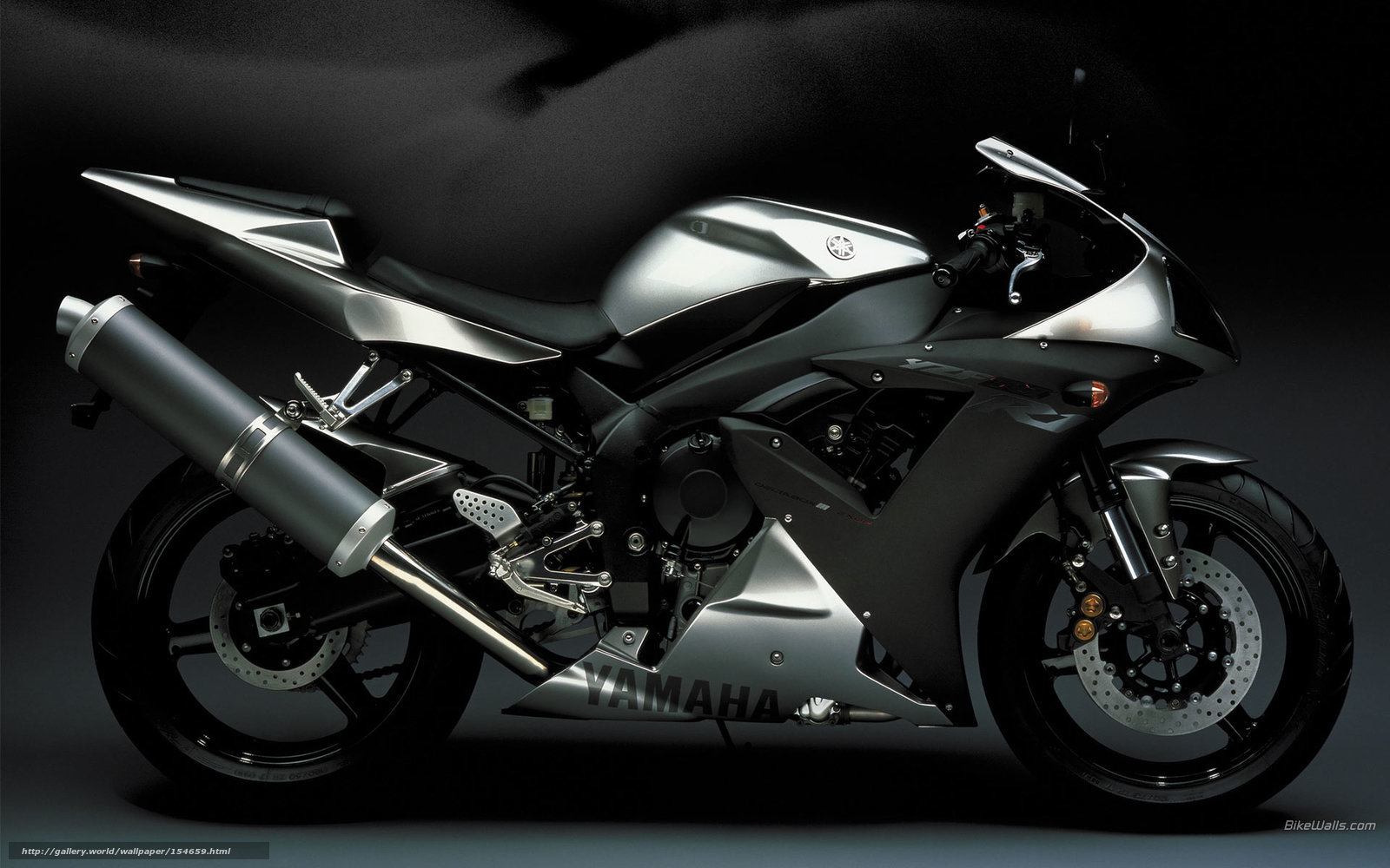 Silver Yamaha sport motorcycle