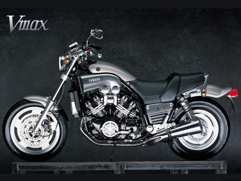 Silver Yamaha V-max Motorcycle — Black, Dramatic