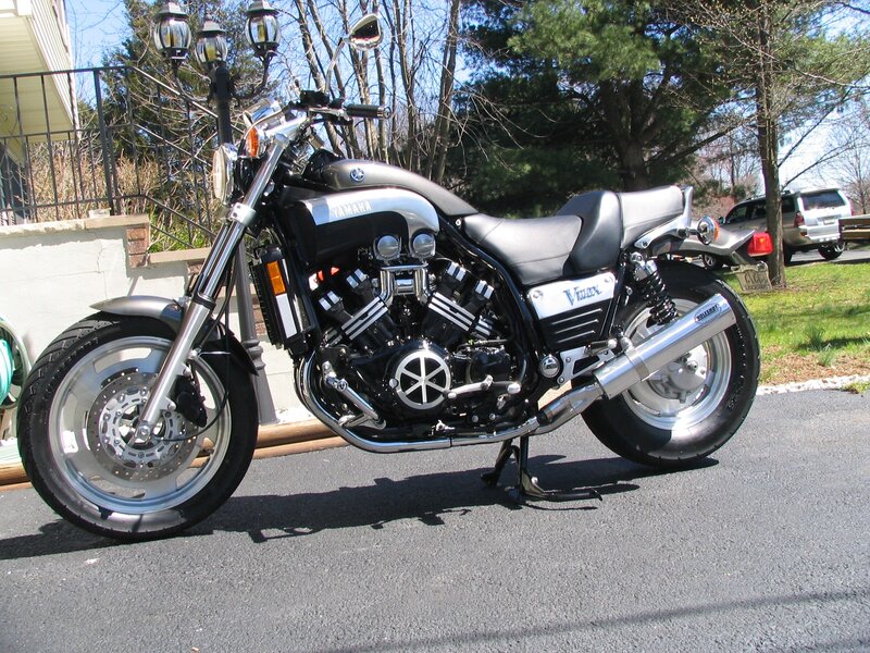 Silver Yamaha V-Max Motorcycle — Gray