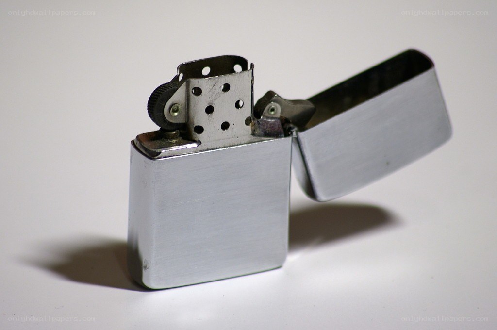 silver zippo lighter open