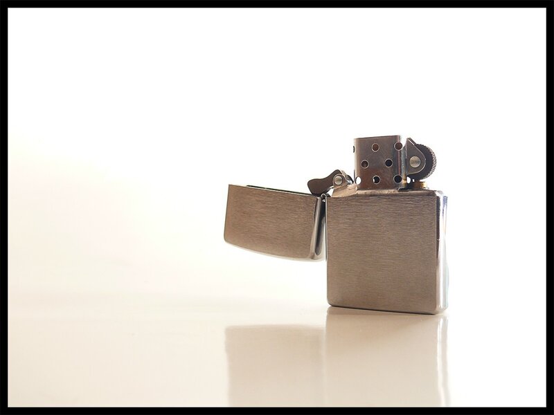 silver zippo lighter open
