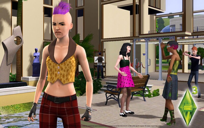 Sim Character with Purple Mohawk