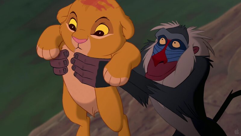 Simba and Rafiki in a tender moment