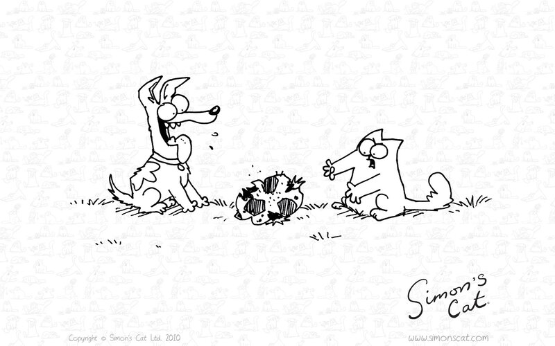 Simon's Cat and a dog
