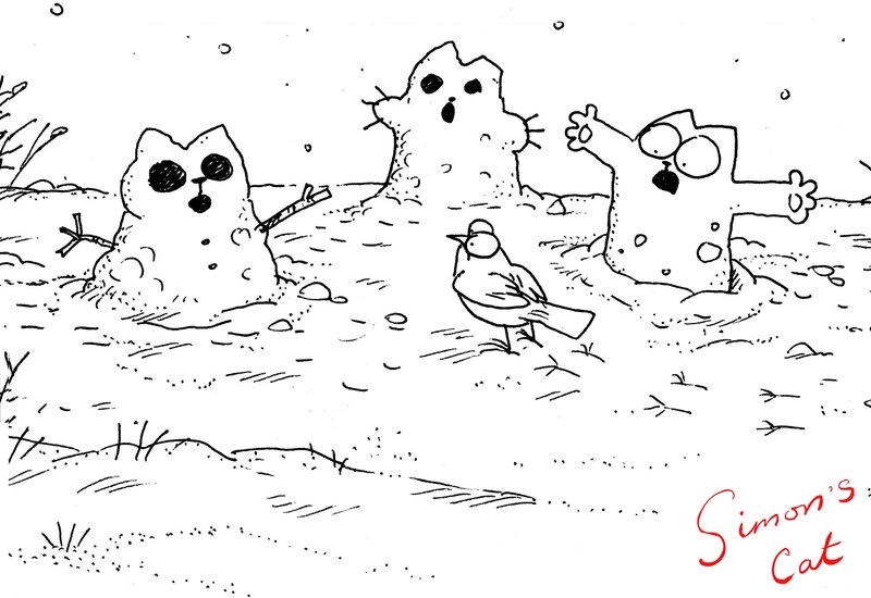 Simon's Cat snowmen