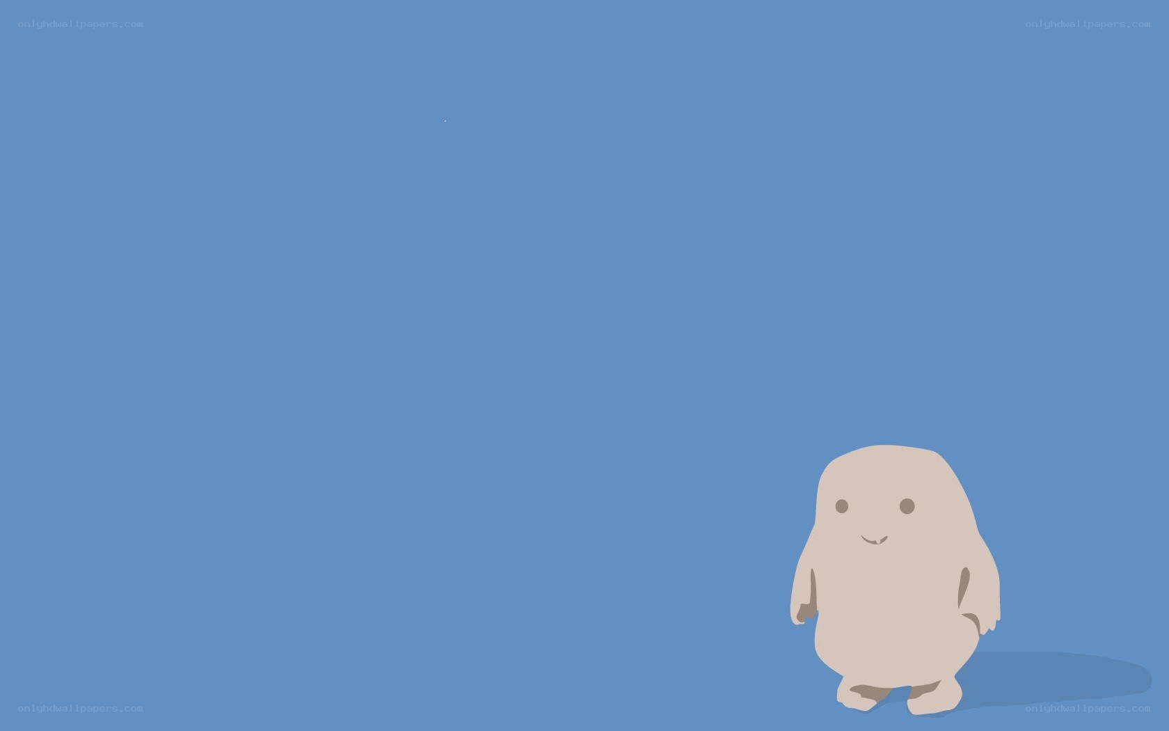 simple character on blue background