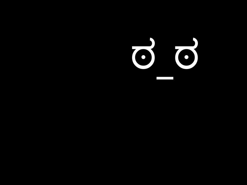 simple white face on black