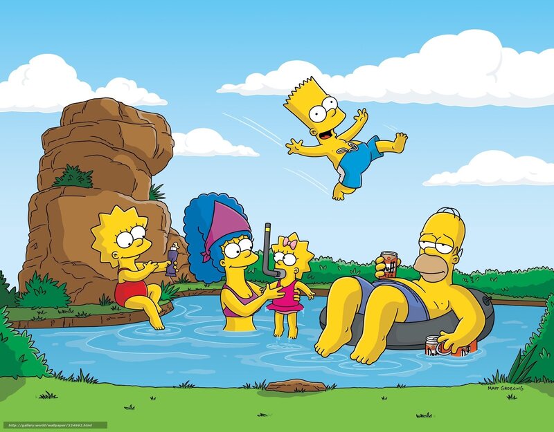 Simpson Family at Pool — Yellow, Relaxed, Afternoon