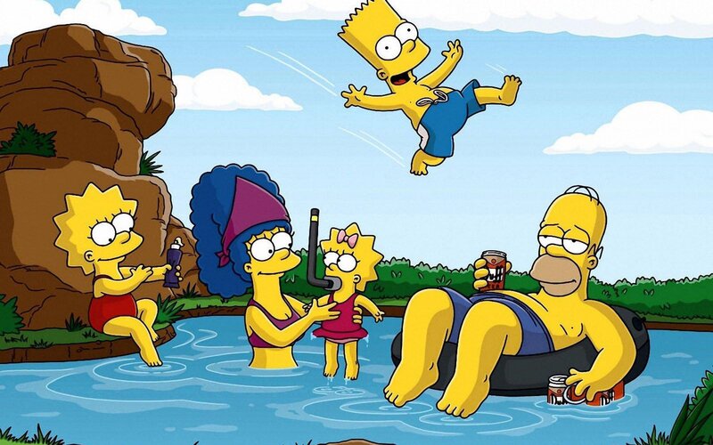 Simpson Family at Pool — Yellow