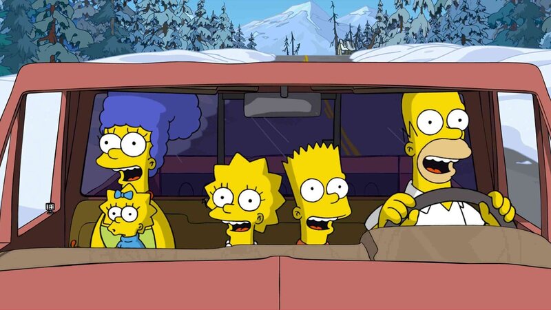 Simpson Family in Car — Yellow, Excited
