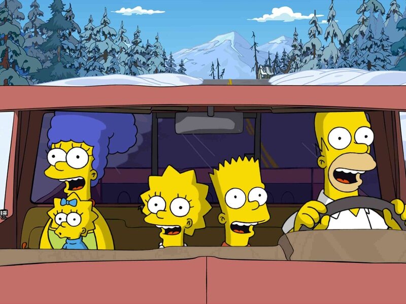 Simpson Family in Car — Yellow