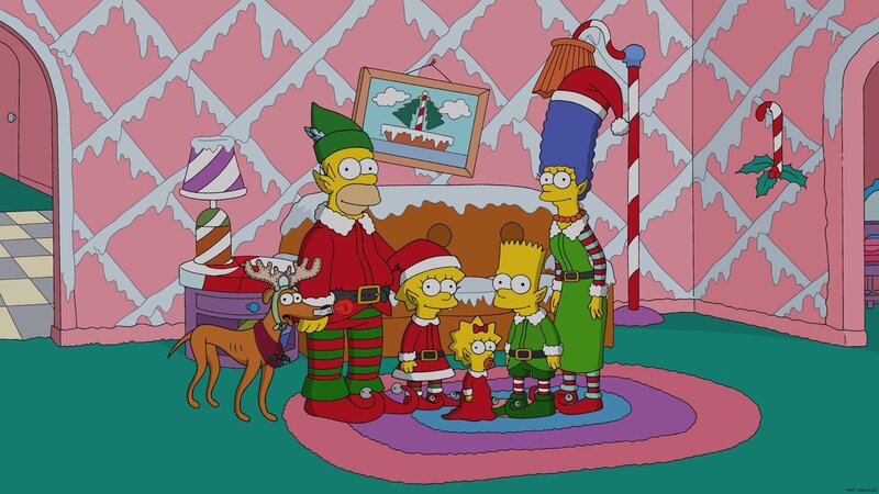 Simpson Family in Elf Costumes
