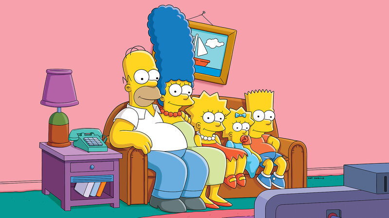 Simpson Family on Couch — Pink