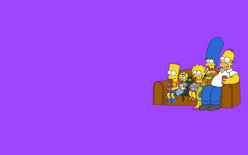 Simpson Family on Couch — Purple, Relaxed, Animation, Dog