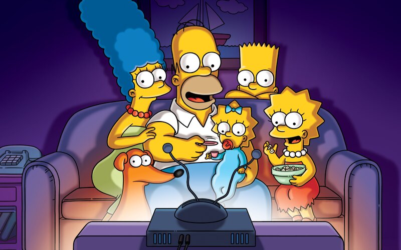 Simpson Family on Couch — Purple, Relaxed