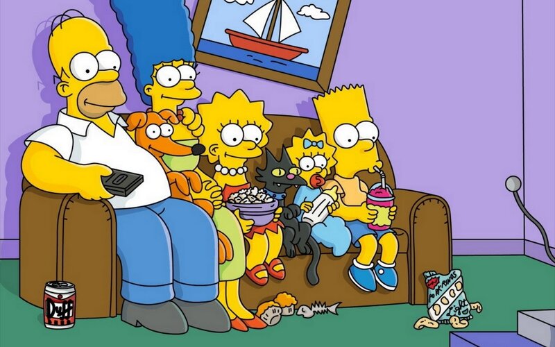 Simpson Family on Couch — Purple