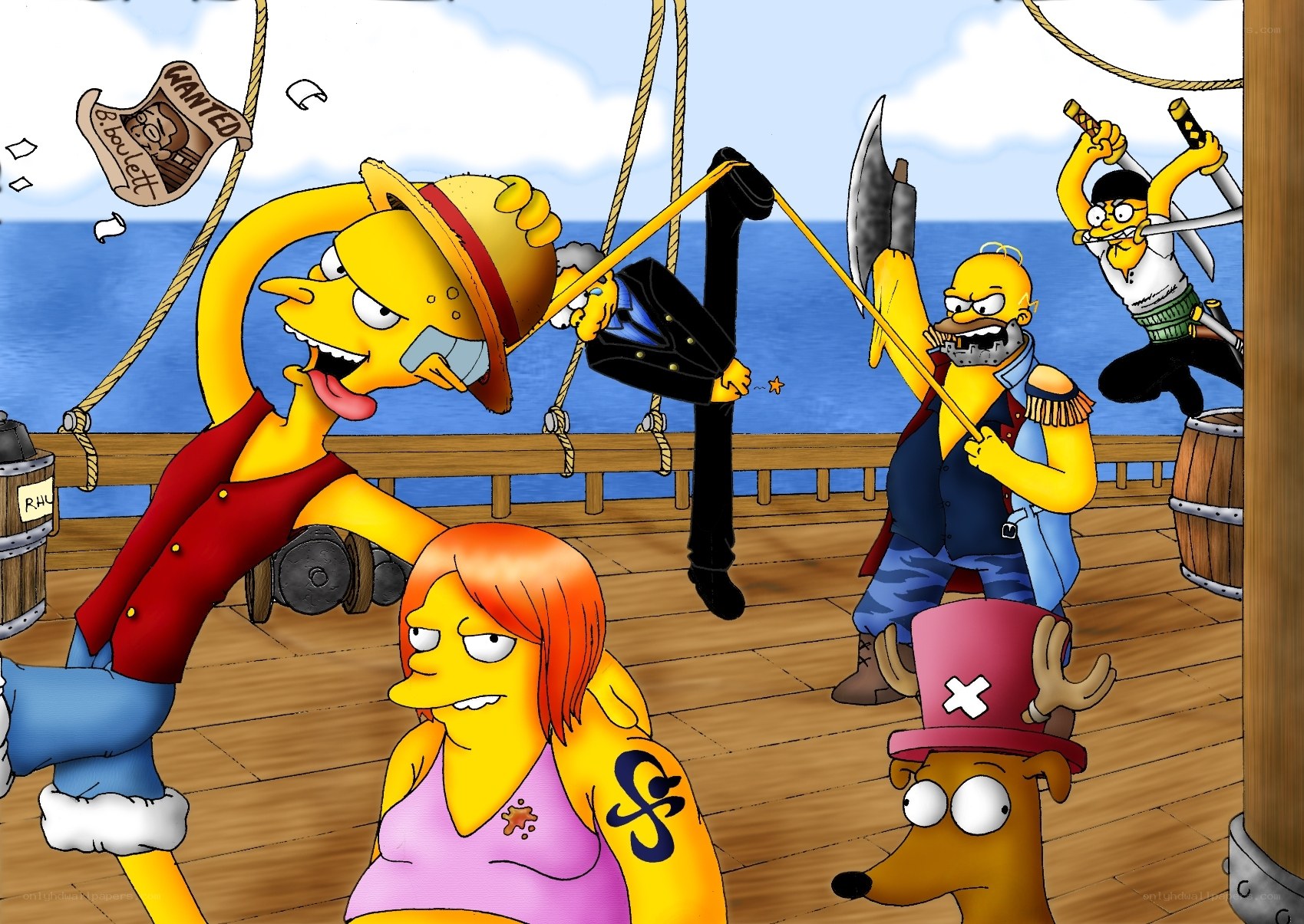 Simpsons as One Piece pirates