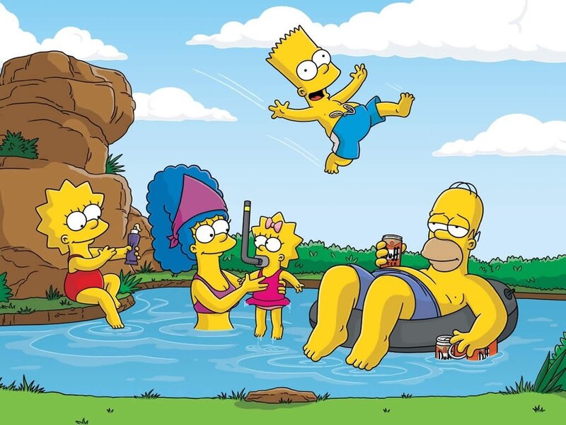 Simpsons at the pool