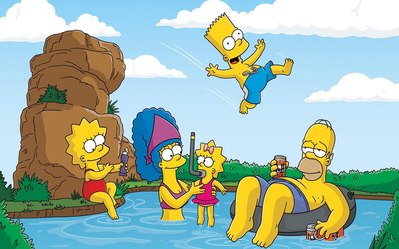 Simpsons at the pool