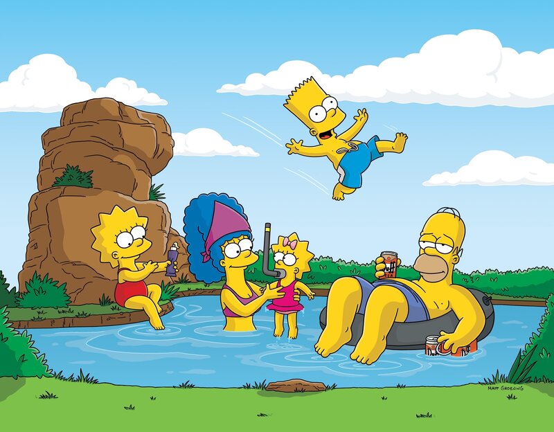 Simpsons at the pool