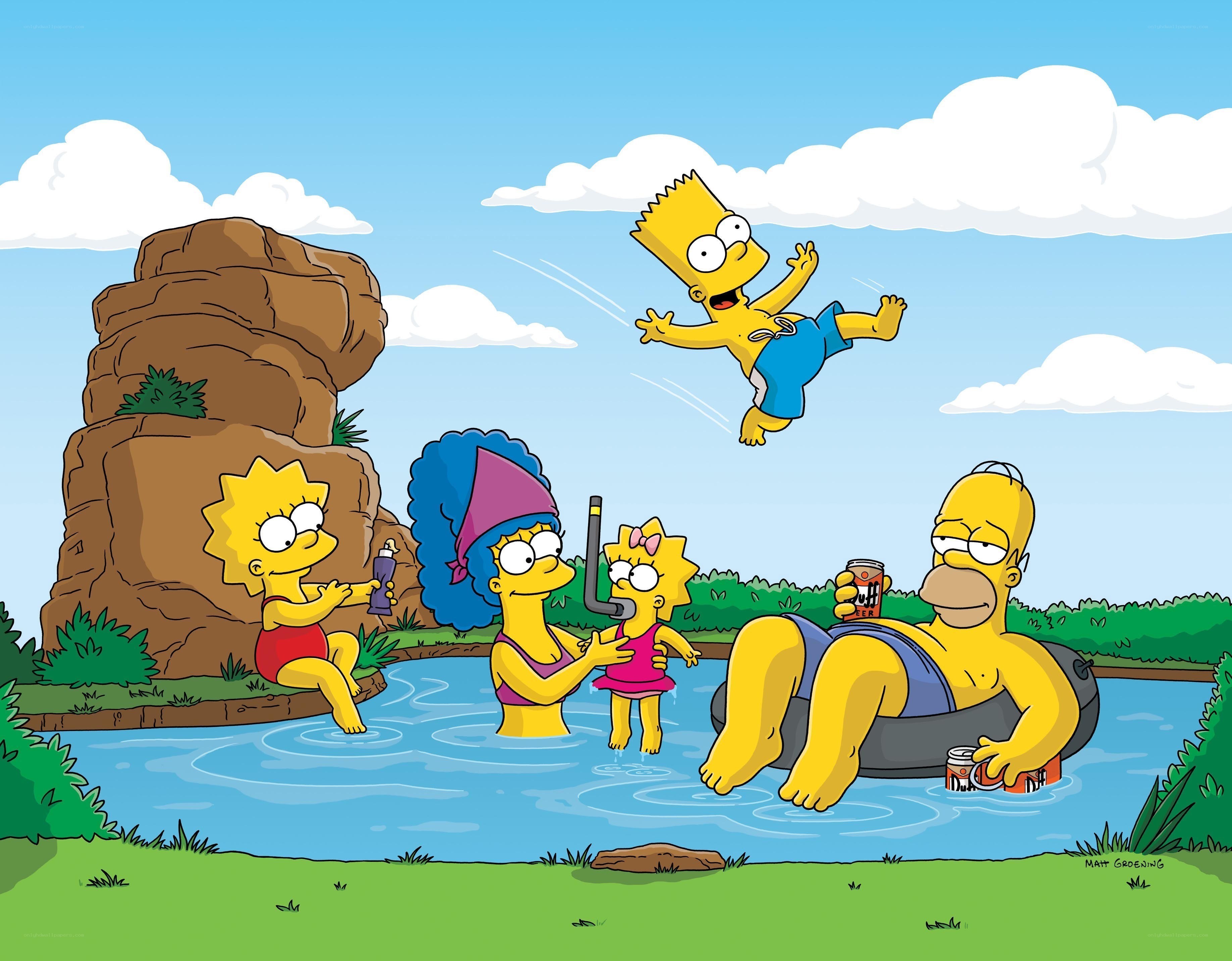 Simpsons at the pool