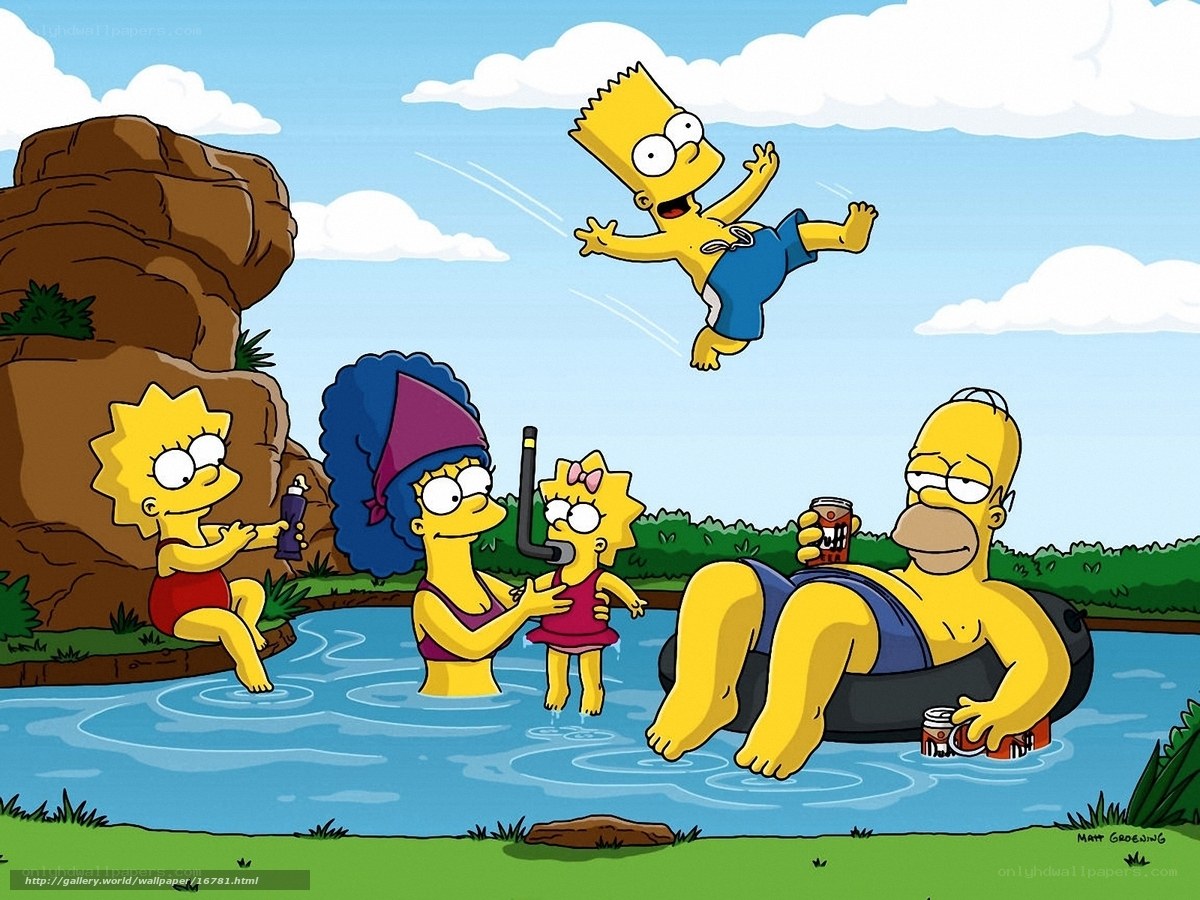 Simpsons at the pool