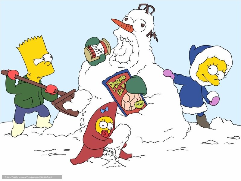 Simpsons building snowman