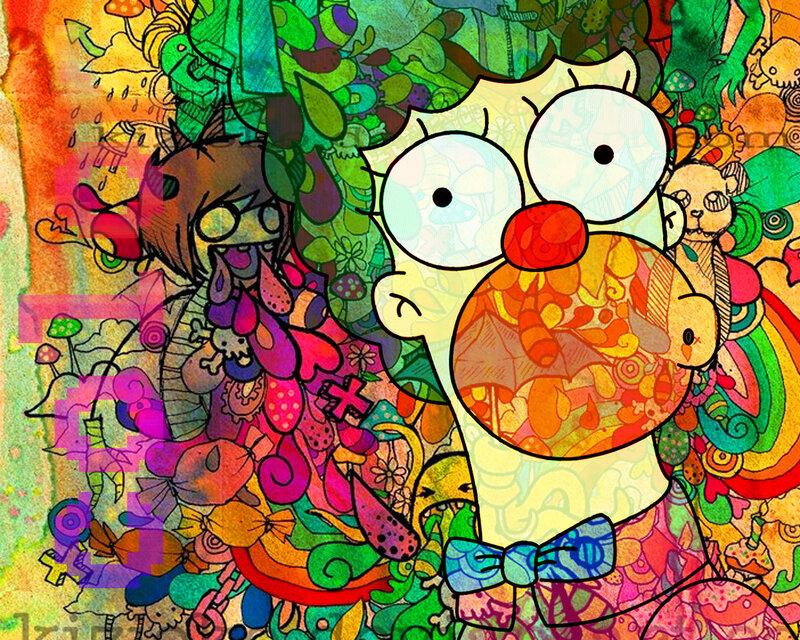 Simpsons character in psychedelic art