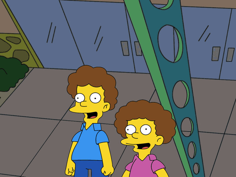 Simpsons characters in hallway
