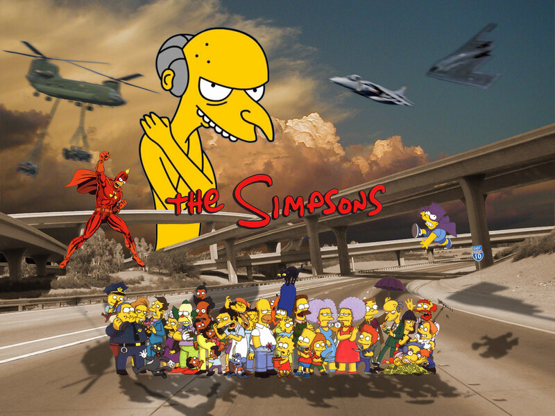 Simpsons Characters on Highway — Yellow