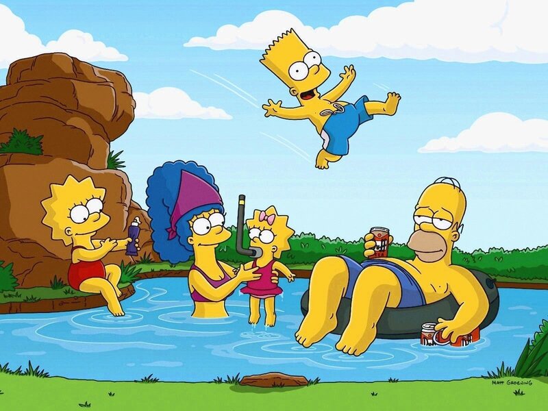 Simpsons family at the pool