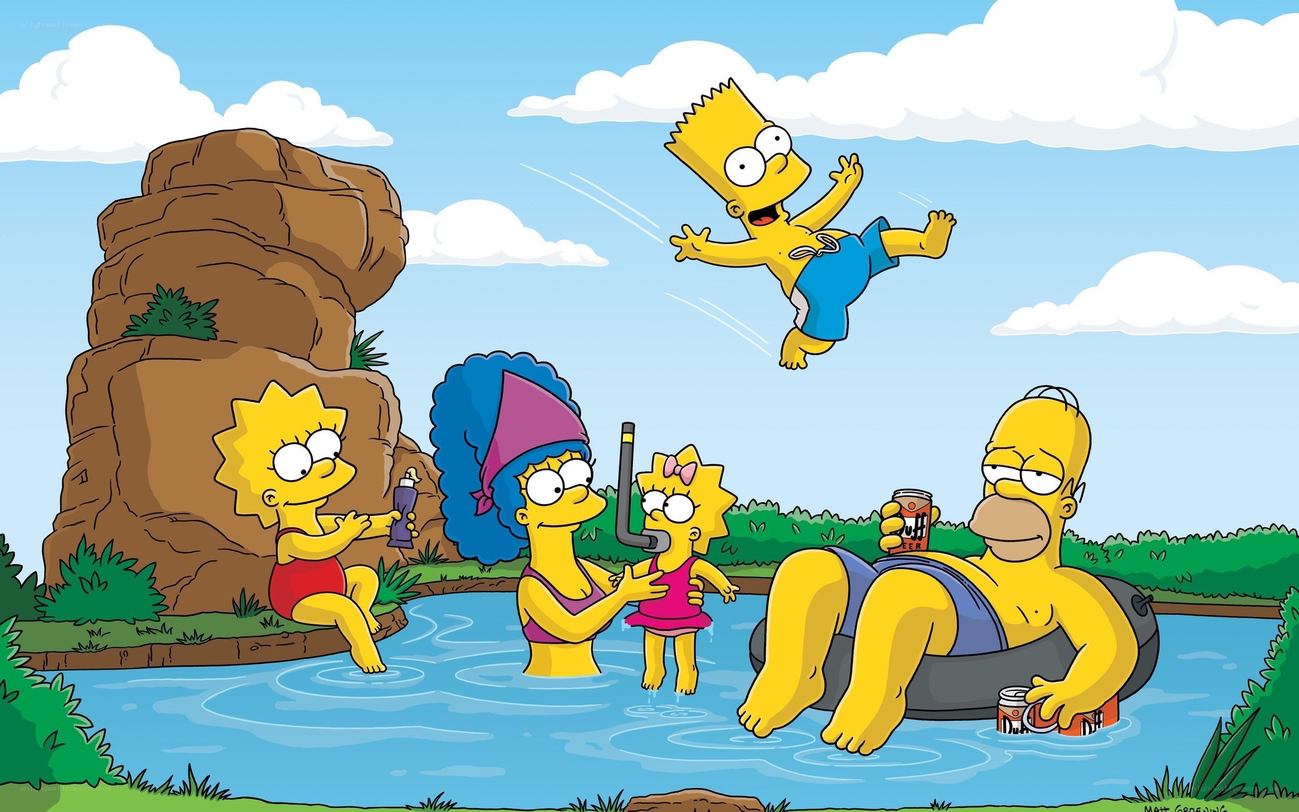 Simpsons family at the pool