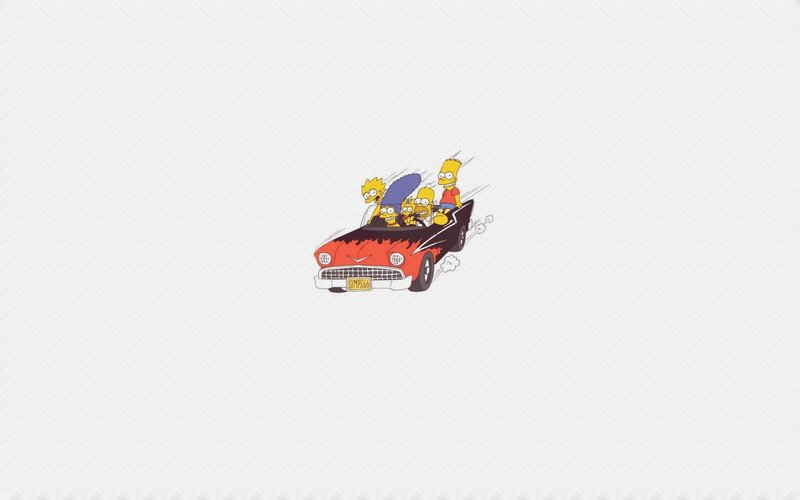 Simpsons Family in Car — Red