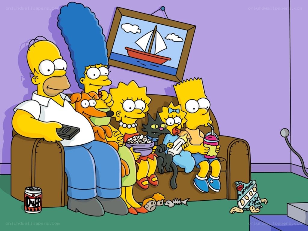 Simpsons family on couch