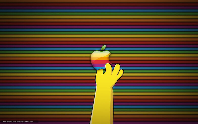 Simpsons hand holding rainbow apple