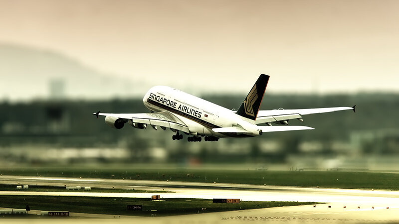 Singapore Airlines A380 taking off