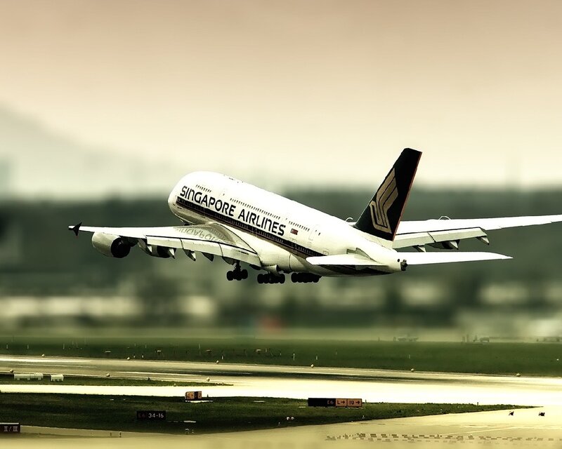 Singapore Airlines A380 taking off
