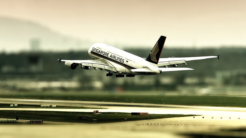 Singapore Airlines A380 taking off