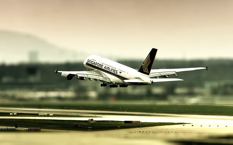 Singapore Airlines A380 taking off
