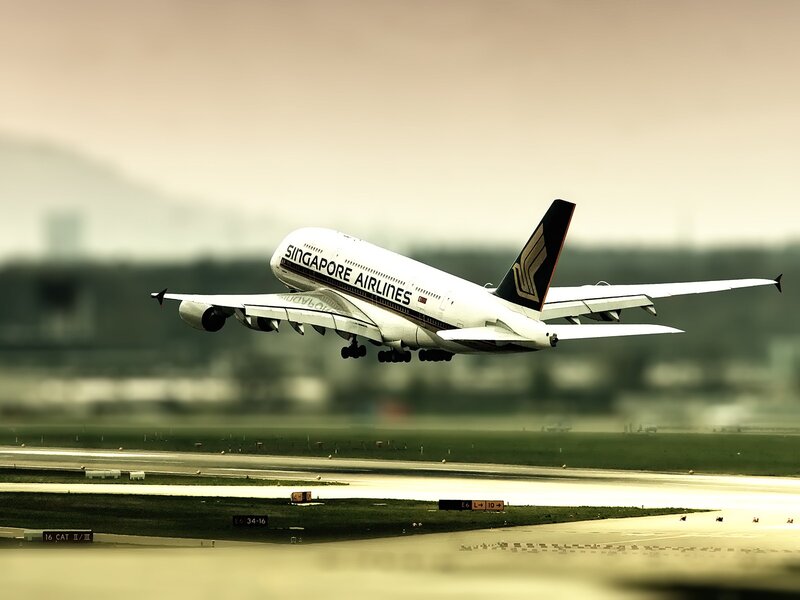 Singapore Airlines A380 — White, Dynamic, Morning, Photograph, Airplane