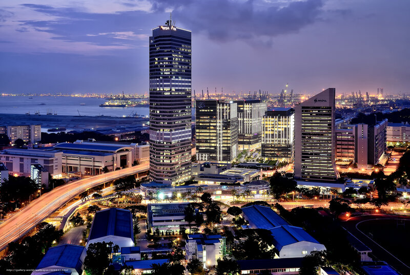 Singapore city skyline at dusk
