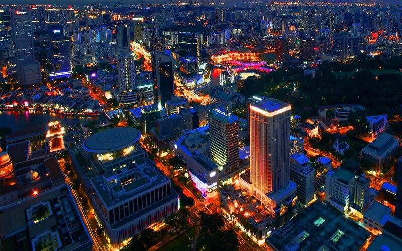 Singapore city skyline at night